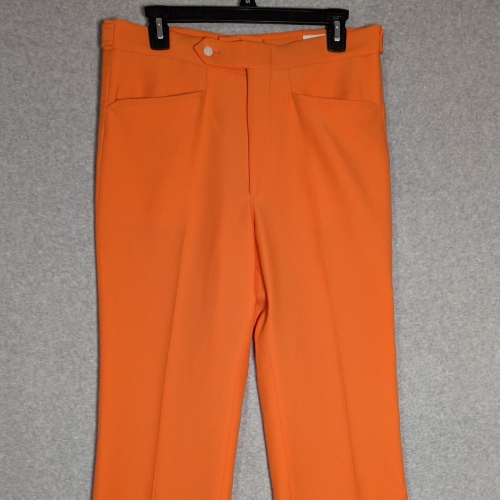 Jaymar Mark Scot Pants Mens 32 Orange Vintage 70s Sansabelt Slack Disco Dopamine